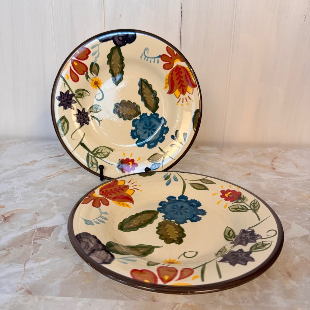 American Simplicity Stoneware 9" Salad Plates Set of 2 Cream Floral Target Home